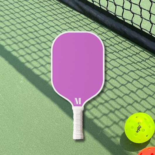 Paarse Orchidee Funk en White Modern Monogram Pickleball Paddle