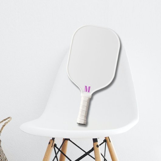 Paarse Orchidee Funk en White Modern Monogram Pickleball Paddle