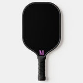 Paarse Orchidee Funk en Zwart Modern Monogram Pickleball Paddle (Voorkant)
