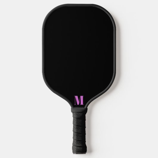 Paarse Orchidee Funk en Zwart Modern Monogram Pickleball Paddle (Voorkant)
