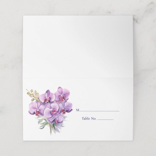 Paarse Orchidee Gasttafel Nummer Plaats Kaart Plaatskaartje (Buitenkant ongevouwen)