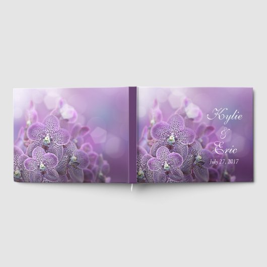 Paarse orchidee gepersonaliseerde bruiloft gastenb gastenboek (Volledig)
