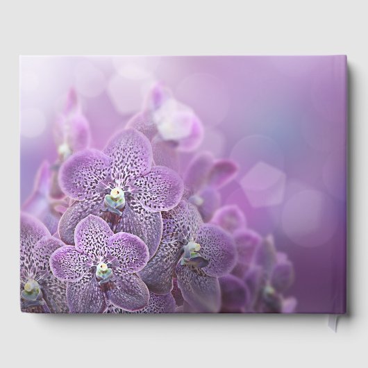 Paarse orchidee gepersonaliseerde bruiloft gastenb gastenboek (Achterkant)