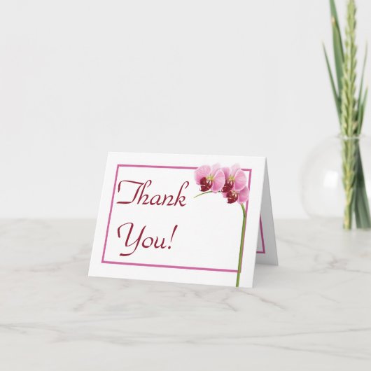 Paarse orchidee gevouwen bruiloft dank u kaart (Voorkant)