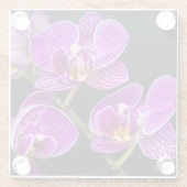 Paarse orchidee glazen onderzetter (Achterkant)