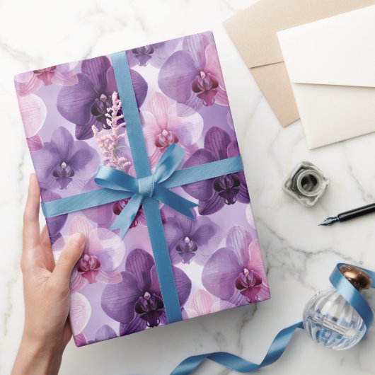 Paarse Orchidee Gradiënt Lagen Cadeaupapier (Geschenken)