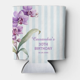 Paarse Orchidee Groene Strepen Bloemen 30e Verjaar Blikjeskoeler