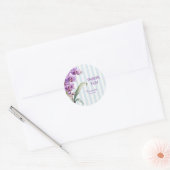 Paarse orchidee groene strepen bloemig dank u ronde sticker (Envelop)
