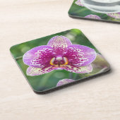 Paarse orchidee harde plastic onderzetters (Linkerzijde)