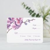 Paarse Orchidee Huwelijk RSVP Kaartje (Staand voorkant)