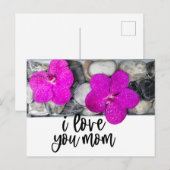 Paarse Orchidee Ik hou van je Mama voor Mama Briefkaart (Voorkant / Achterkant)