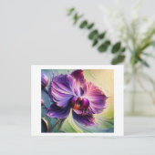 Paarse orchidee in bloei #2, briefkaart (Staand voorkant)