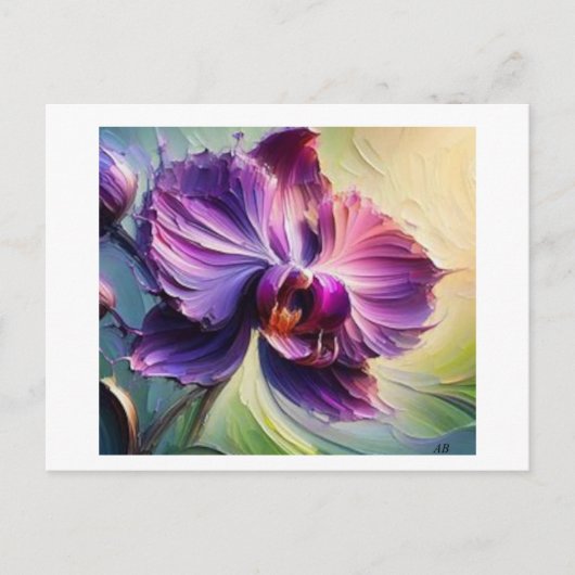 Paarse orchidee in bloei #2, briefkaart (Voorkant)
