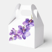 Paarse Orchidee in wit script bruiloft Favor Box Bedankdoosjes (Achterkant)