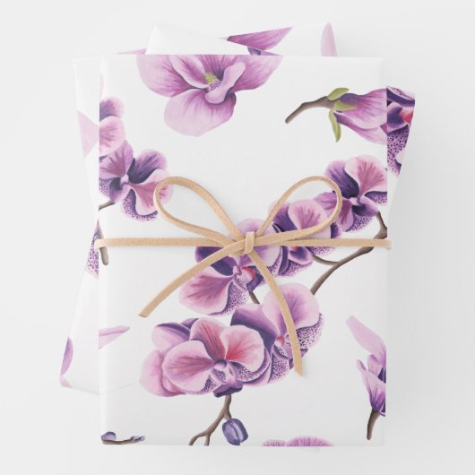 Paarse Orchidee Inpakpapier Set (In situ)