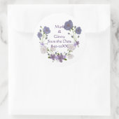 Paarse Orchidee Lavendel Flower Wreath Save the Da Ronde Sticker (Tas)