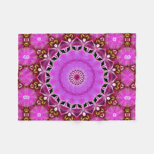 Paarse orchidee mandala nr. 4 fleece deken (Voorkant (Horizontaal))