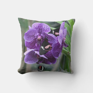 Paarse orchidee (met Butterflies) Pillow Kussen
