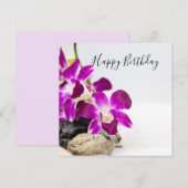 Paarse orchidee met een zwarte verjaardagskaart vo (Voorkant / Achterkant)