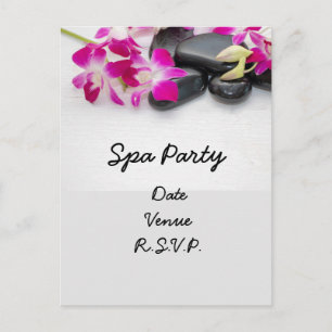 Paarse Orchidee met hete steen Spa Party uitnodigi Briefkaart