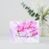 Paarse orchidee met marmer kleur bedankt briefkaart (Staand voorkant)