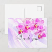 Paarse orchidee met marmer kleur bedankt briefkaart (Voorkant / Achterkant)