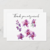 Paarse orchidee met steen op witte achtergrond bedankkaart (Voorkant / Achterkant)
