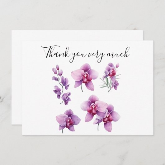 Paarse orchidee met steen op witte achtergrond bedankkaart (Voorkant / Achterkant)