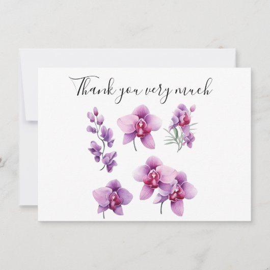 Paarse orchidee met steen op witte achtergrond bedankkaart (Voorkant)