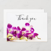 Paarse orchidee met steen op witte achtergrond  bedankkaart (Voorkant / Achterkant)