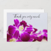 Paarse orchidee met steen op witte achtergrond  bedankkaart (Voorkant / Achterkant)
