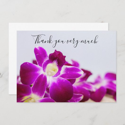 Paarse orchidee met steen op witte achtergrond  bedankkaart (Voorkant / Achterkant)