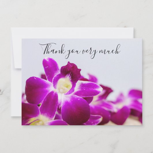 Paarse orchidee met steen op witte achtergrond bedankkaart (Voorkant)