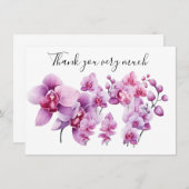 Paarse orchidee met steen op witte achtergrond bedankkaart (Voorkant / Achterkant)