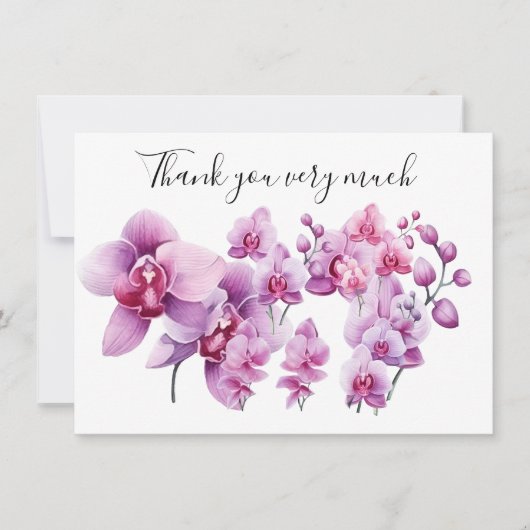 Paarse orchidee met steen op witte achtergrond bedankkaart (Voorkant)