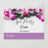 Paarse orchidee met zwarte hot stone spa party