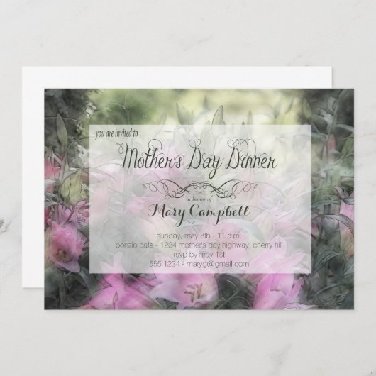 Paarse orchidee Moederdag Binnenuitnodiging Kaart (Voorkant / Achterkant)