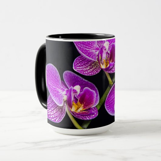 Paarse orchidee mok (Voorkant links)