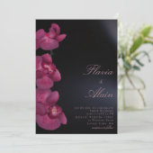 Paarse orchidee Moody Dark Calligraphy Chic Weddin Kaart (Staand voorkant)