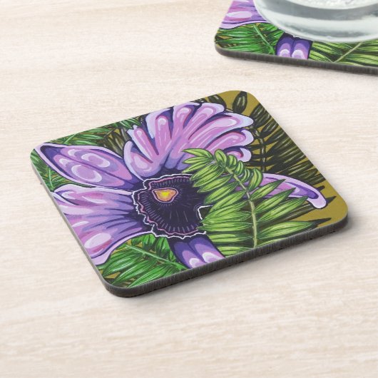 Paarse Orchidee Onderzetter Set van 6 (Linkerzijde)