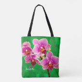 Paarse Orchidee op Groene Tote tas (Achterkant)