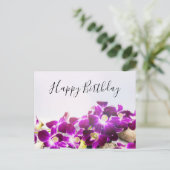 Paarse Orchidee op witte achtergrond verjaardag Briefkaart (Staand voorkant)