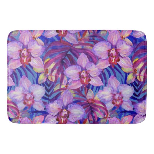 Paarse orchidee patroon badmat (Voorkant)