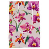  Paarse Orchidee Patroon Medium Cadeauzakje (Achterkant)