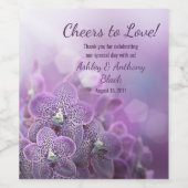 Paarse Orchidee Proost op Liefde Bruiloft Wijn Etiket (Enkel label)