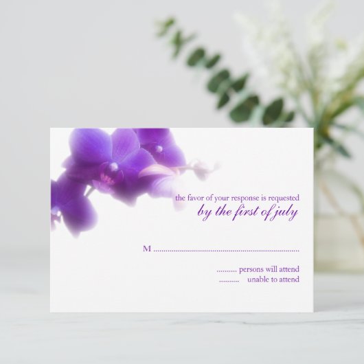 Paarse Orchidee Respons Kaart (Staand voorkant)