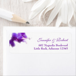 Paarse orchidee retouradres etiket