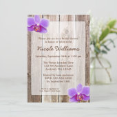 Paarse Orchidee Rustic Barn Wood Vrijgezellenfeest Kaart (Staand voorkant)