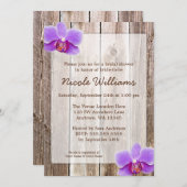 Paarse Orchidee Rustic Barn Wood Vrijgezellenfeest Kaart (Voorkant / Achterkant)