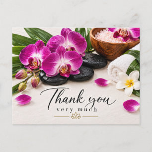 Paarse Orchidee Spa Bedankt Elegante Welzijn Briefkaart